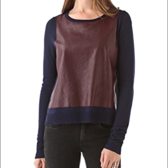 Leather Panel Sweater Xs 